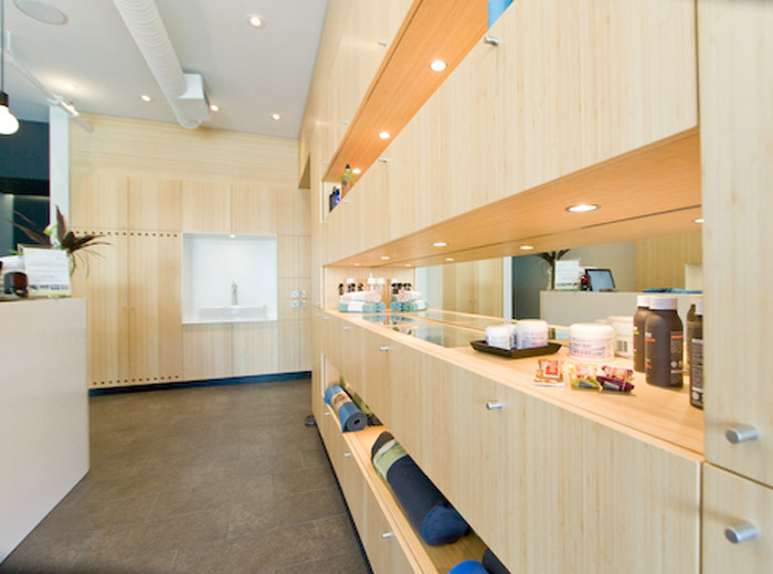 Yyoga North Shore Elements yoga studio architecture behind reception desk